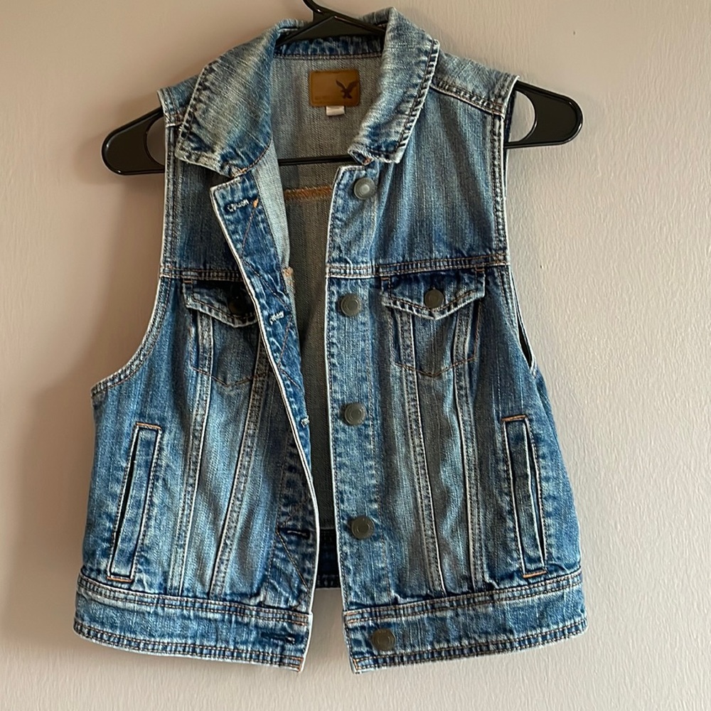American Eagle Sleeveless Denim Jacket